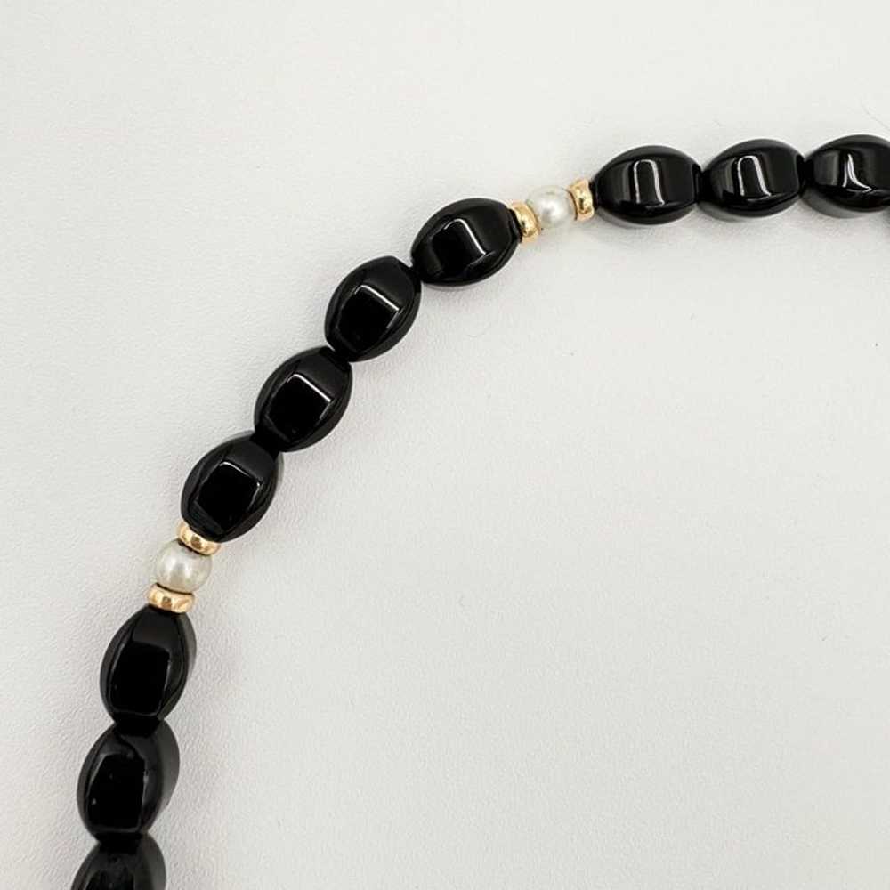 Vintage oval shaped Black Onyx Pearl and Gold Fil… - image 8