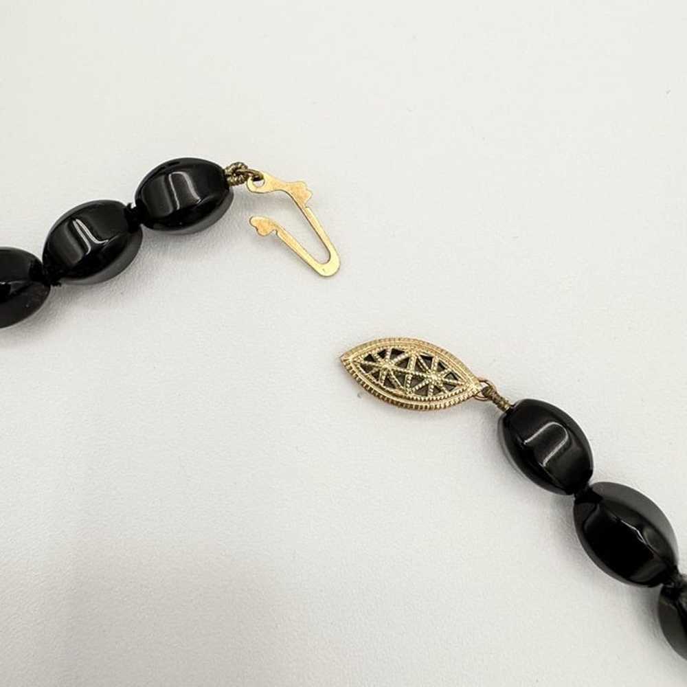 Vintage oval shaped Black Onyx Pearl and Gold Fil… - image 9