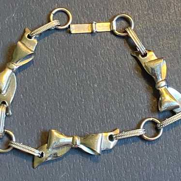 Antique Art Deco Sterling Silver Linked Bow Brace… - image 1