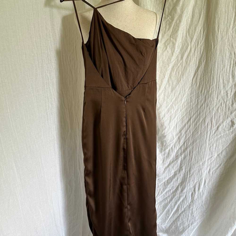 brown satin dress with ruched side and one should… - image 5