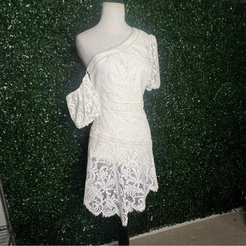 NWOT BCBGMAXAZRIA One Shoulder Scalloped Lace Dre… - image 10