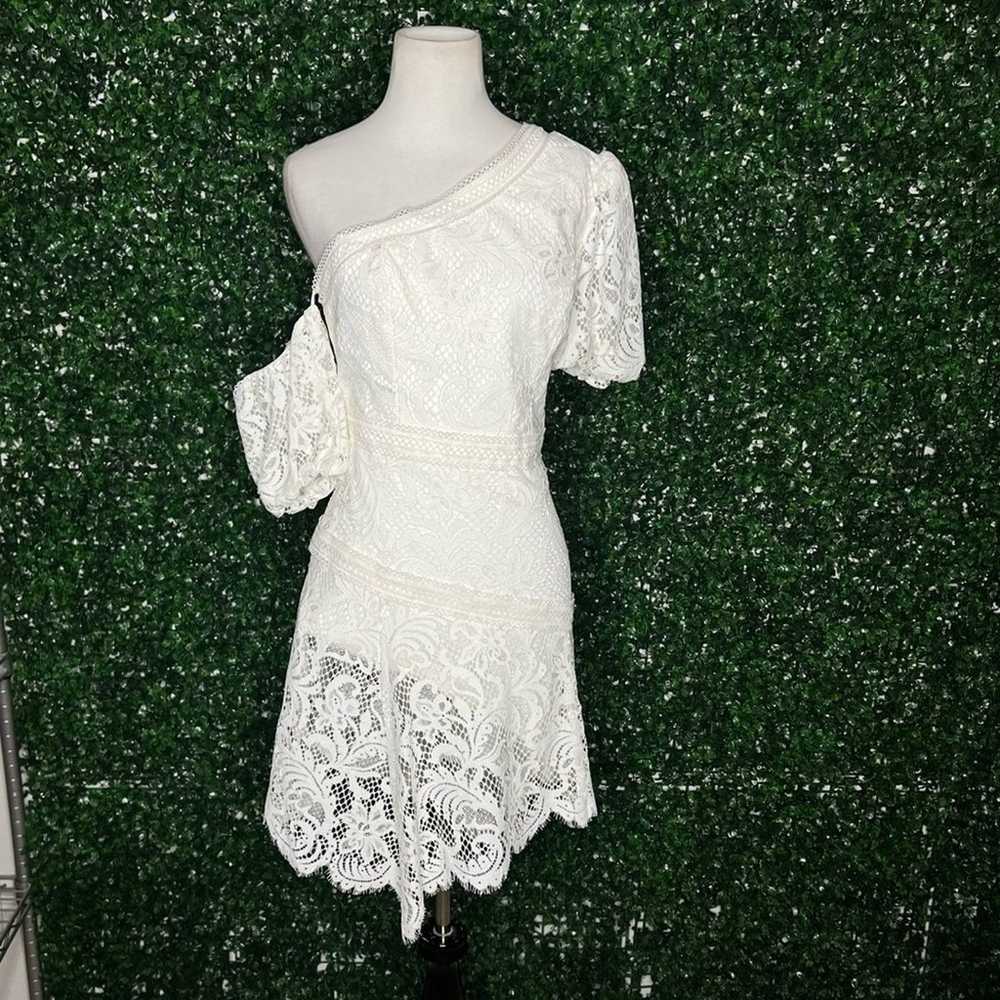 NWOT BCBGMAXAZRIA One Shoulder Scalloped Lace Dre… - image 6