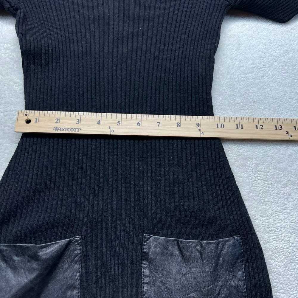 Knit Slim Rib Leather Pocket Dress in Black caja … - image 11