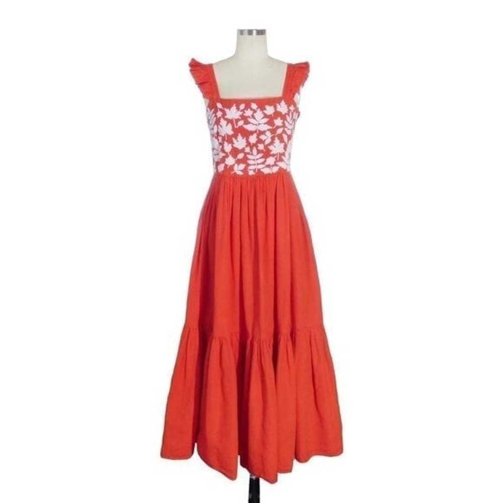 Carolina K Kuna Embroidered A-Line Midi Dress Red… - image 3