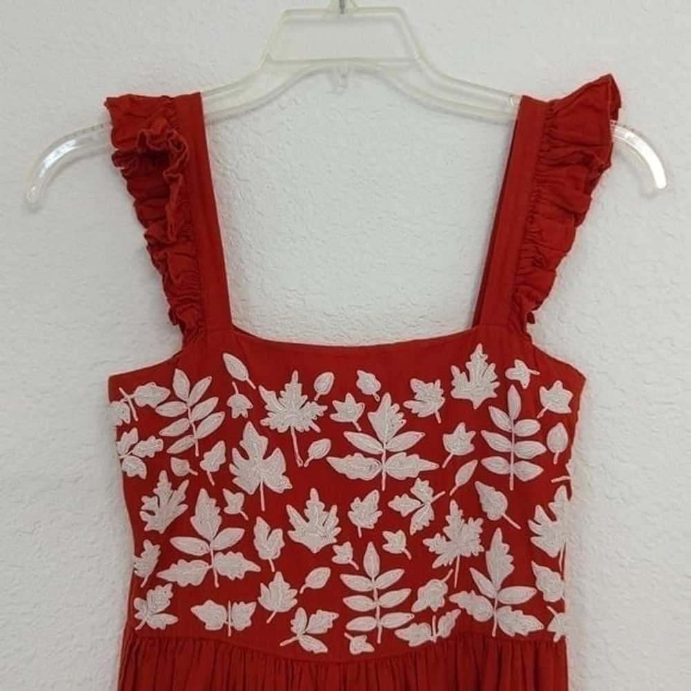 Carolina K Kuna Embroidered A-Line Midi Dress Red… - image 5