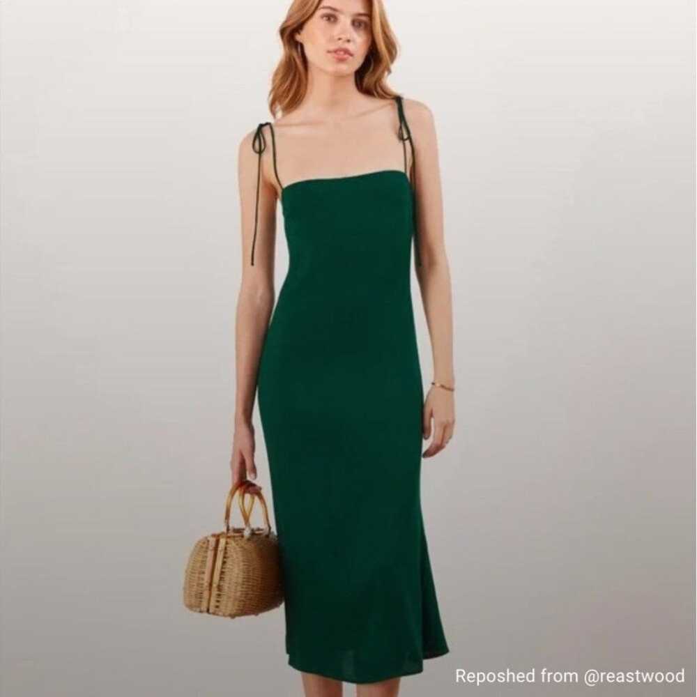 REFORMATION Finley Midi Dress, Tie Strap, Forest … - image 2