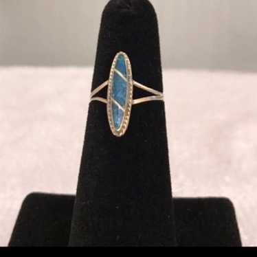 Vintage turquoise solid silver 925 stamped ring