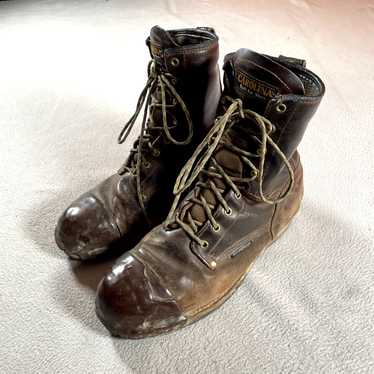 Vintage Brown Distressed Leather Work Wear Mens C… - image 1