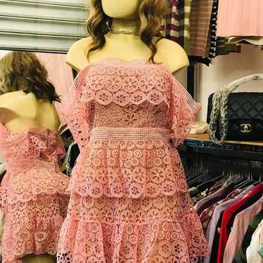 Self Portrait Pink Lace Dress - image 1