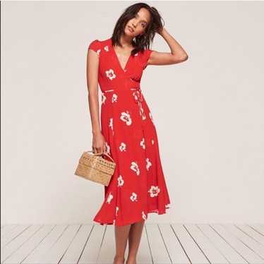 REFORMATION Carina Red Floral Wrap Dress