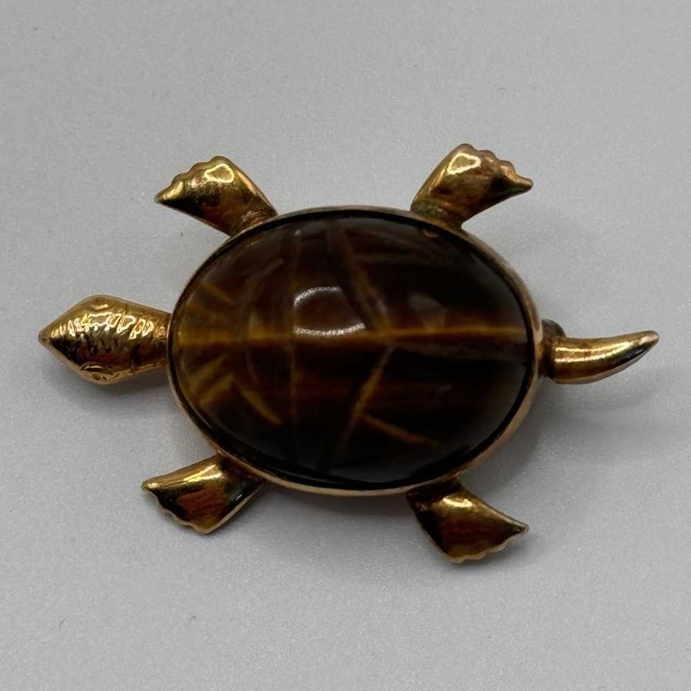 Tiger Eye Set of Carved Scarab Pendant, Screwback… - image 4