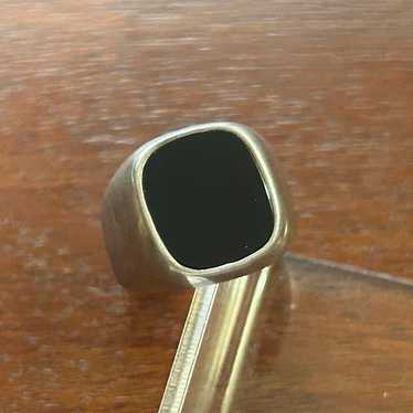 Vintage Avon Sterling Silver 925 Onyx Signet Ring… - image 1