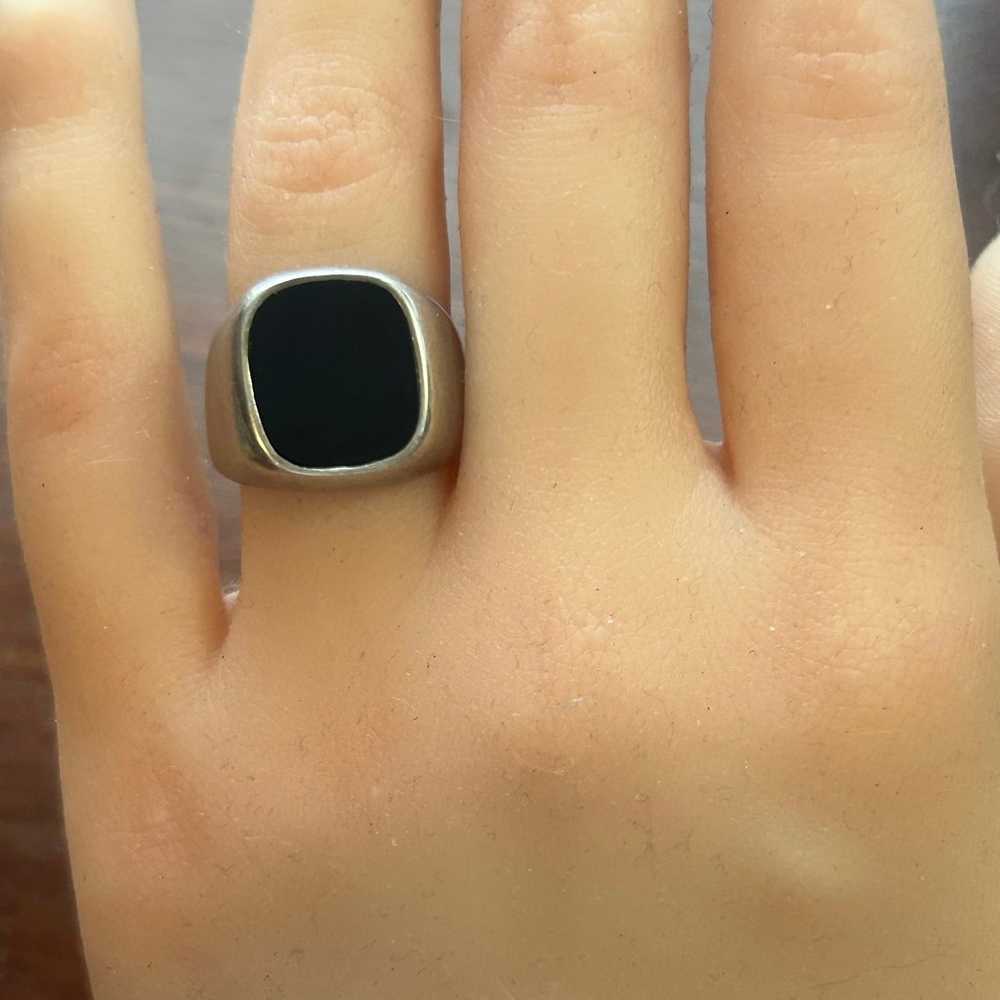 Vintage Avon Sterling Silver 925 Onyx Signet Ring… - image 2