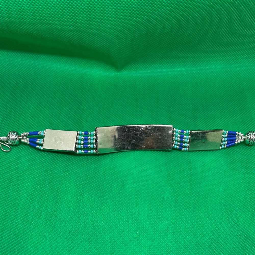 Turquoise & Lapis Sterling Silver Bracelet - image 10