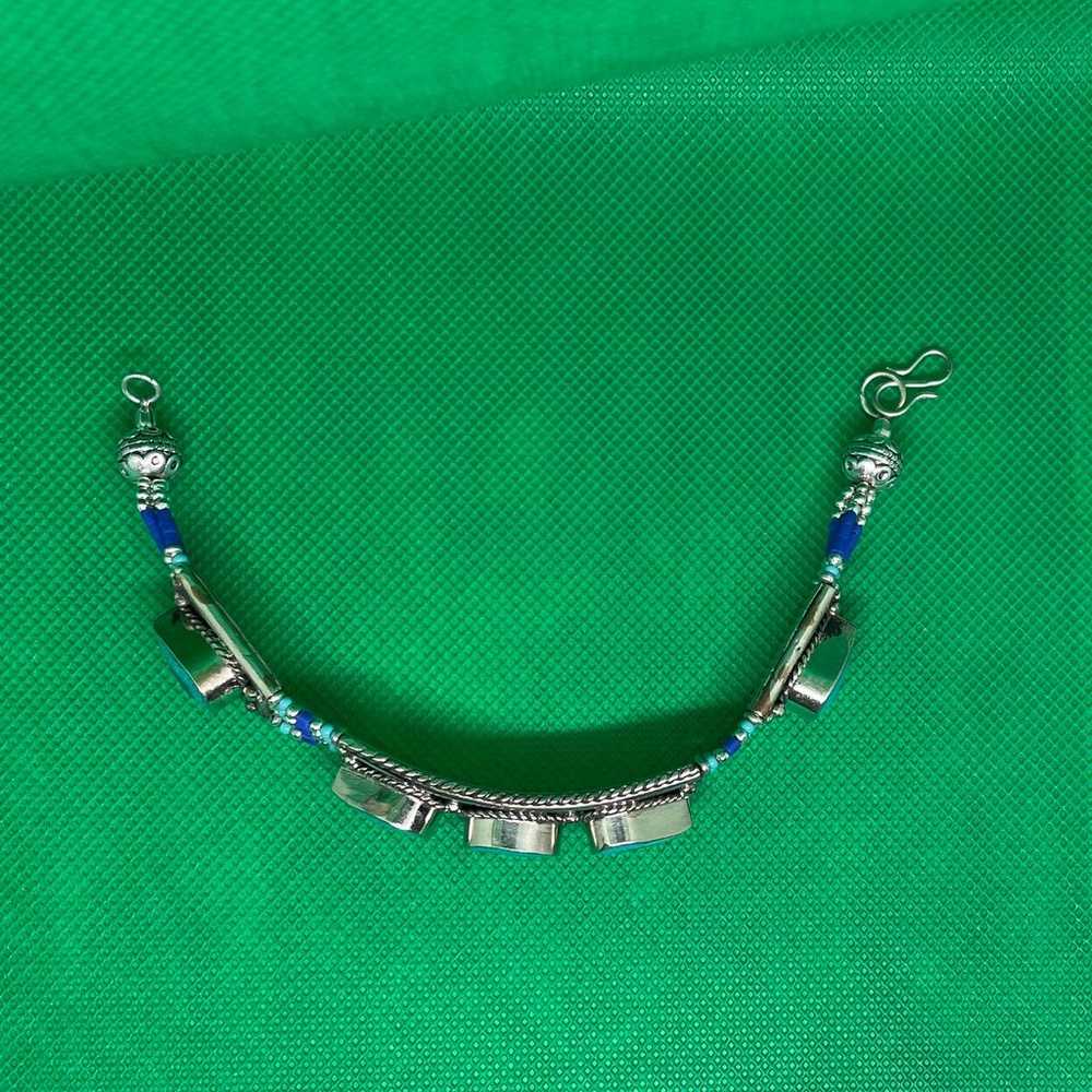 Turquoise & Lapis Sterling Silver Bracelet - image 11