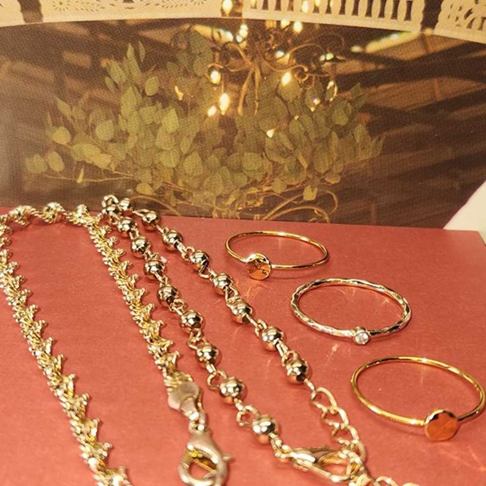 #1933, LOT GOLD PLATED VTG JEWELRY, 2 BRACELETS 3… - image 1