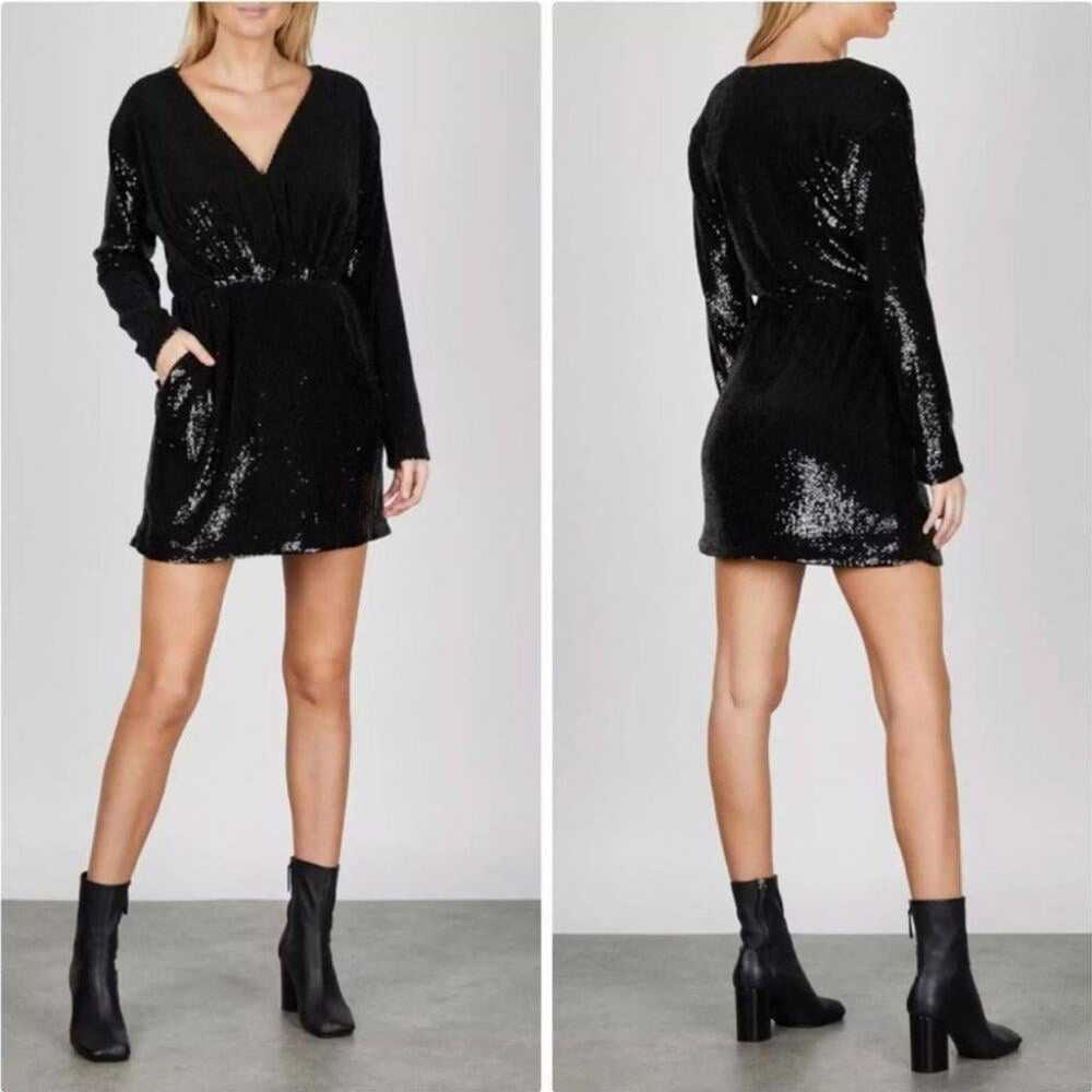 Anine Bing Elena Black Sequin Mini Dress Large Si… - image 2