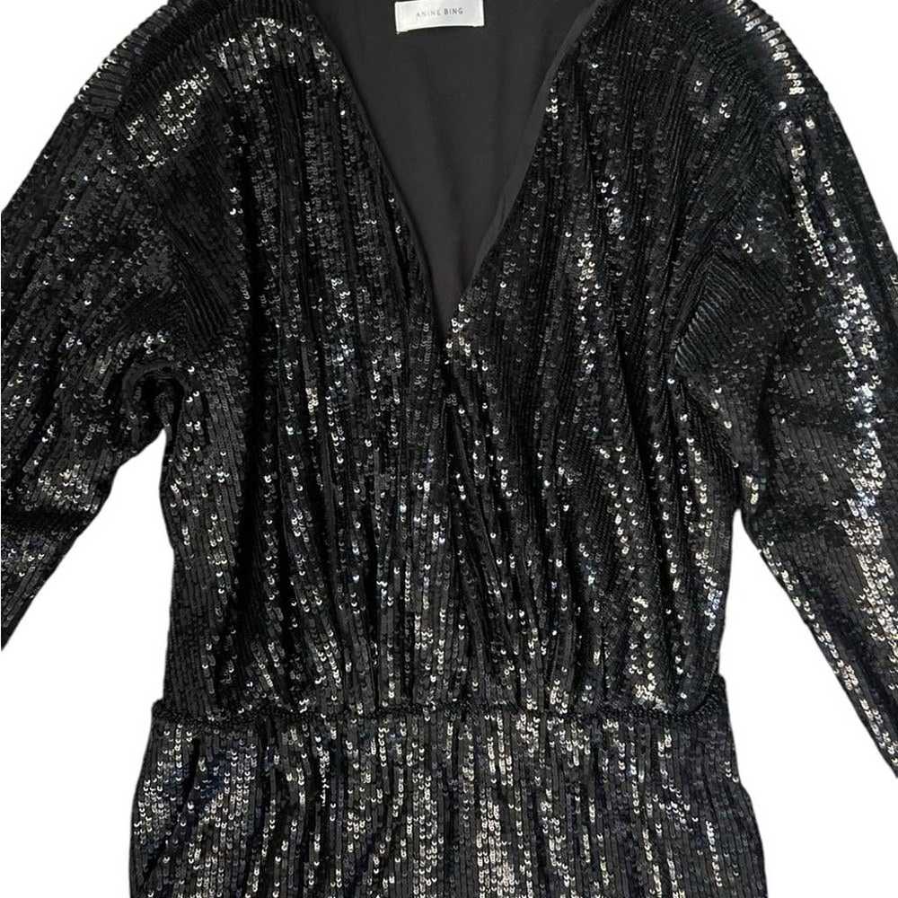 Anine Bing Elena Black Sequin Mini Dress Large Si… - image 6