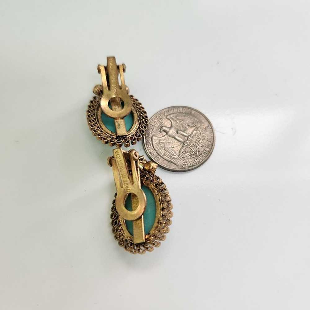 Vintage Made In Austria Cabachon Turquoise Crysta… - image 3