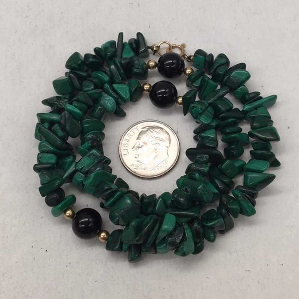 Vintage 14k gold filled malachite & Black OnyxNec… - image 4