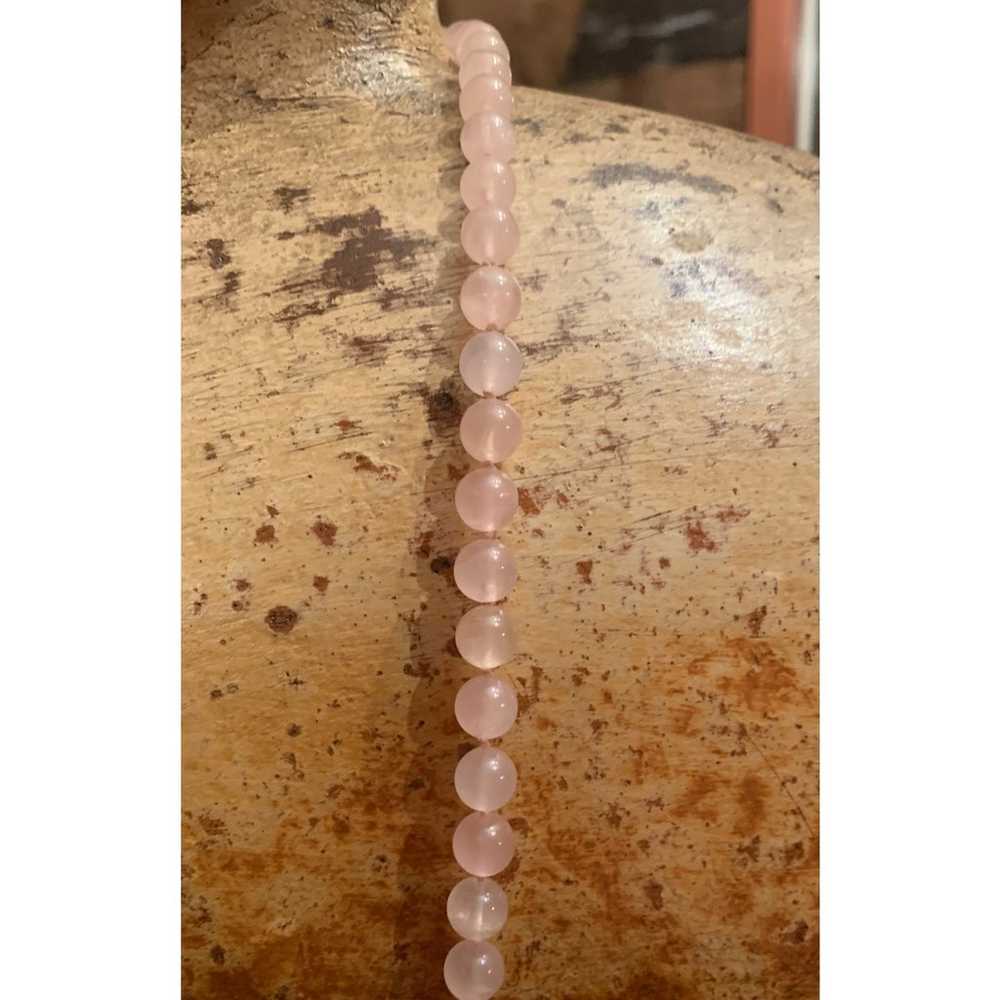 14 K Gold and Rose Quartz Vintage Beaded Necklace - image 4