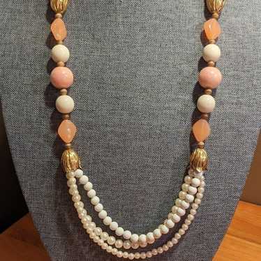 Vintage Multi Strand Long Beaded Necklace - image 1