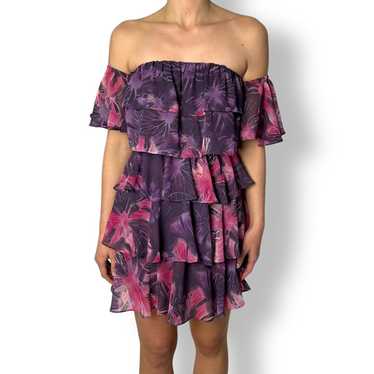 Misa Lucila Floral Mini Dress Tiered Ruffles Off S