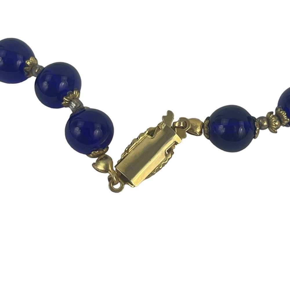 Vintage Blue Italian Millifore Bead Necklace With… - image 7