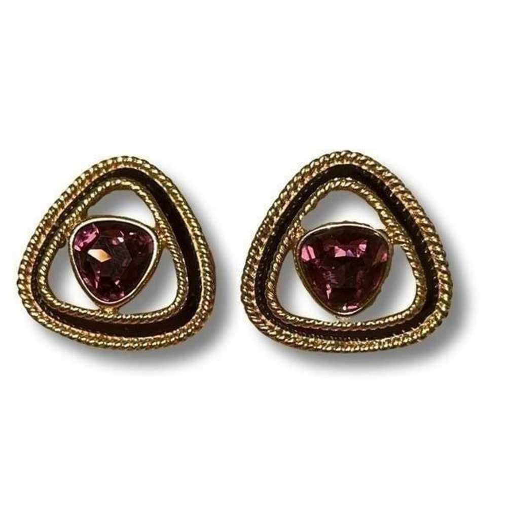 Vintage Swarovski Gold Tone Post Back Stud Earrin… - image 4