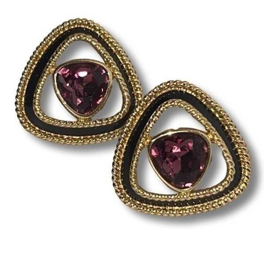 Vintage Swarovski Gold Tone Post Back Stud Earrin… - image 7