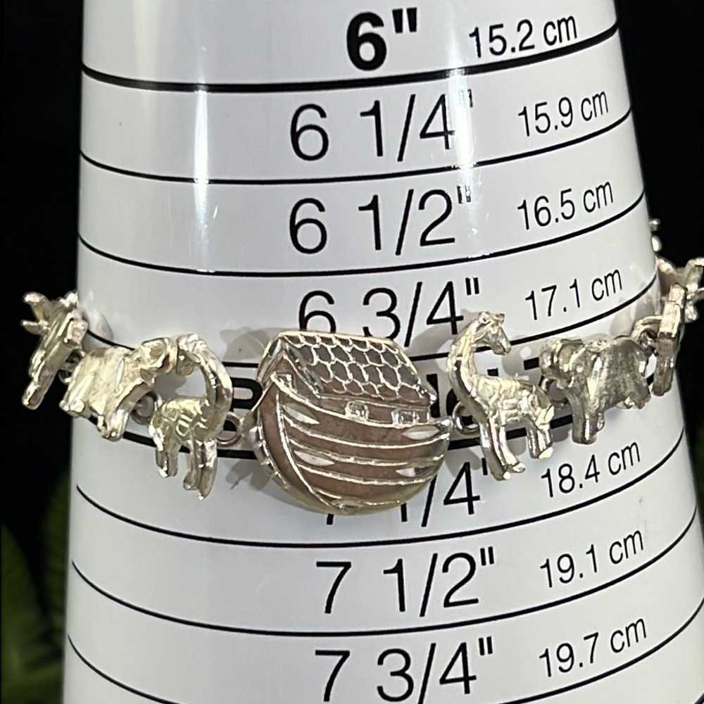 Vintage sterling silver diamond etched Noah’s Ark… - image 11