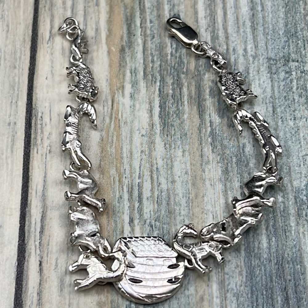 Vintage sterling silver diamond etched Noah’s Ark… - image 3