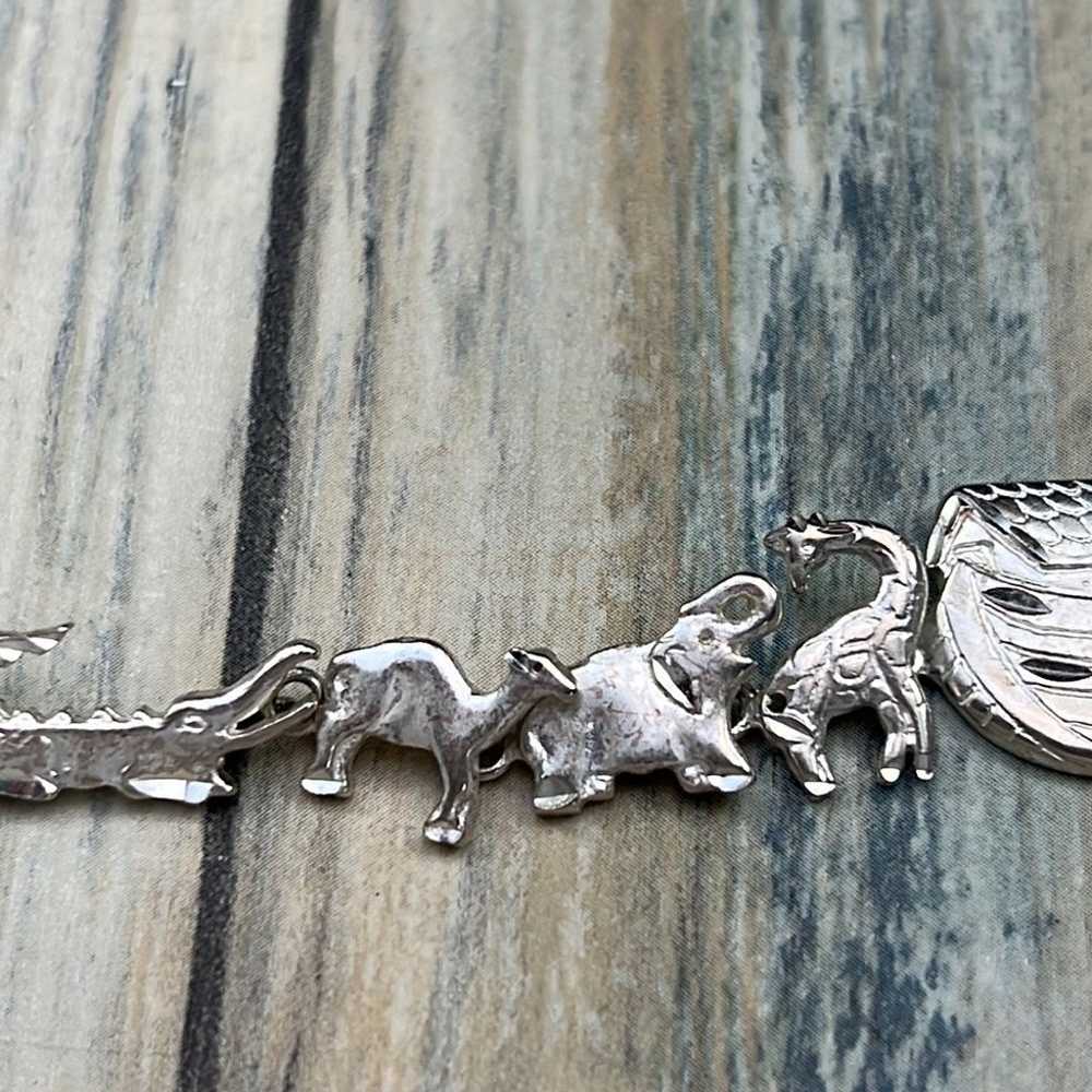 Vintage sterling silver diamond etched Noah’s Ark… - image 5