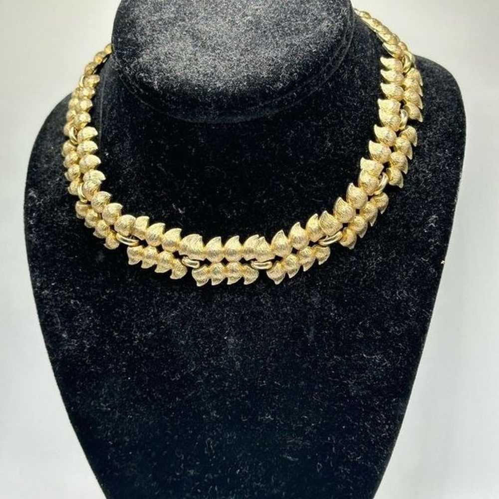 Vintage Gold Tone Monet Bib Style Statement Neckl… - image 2