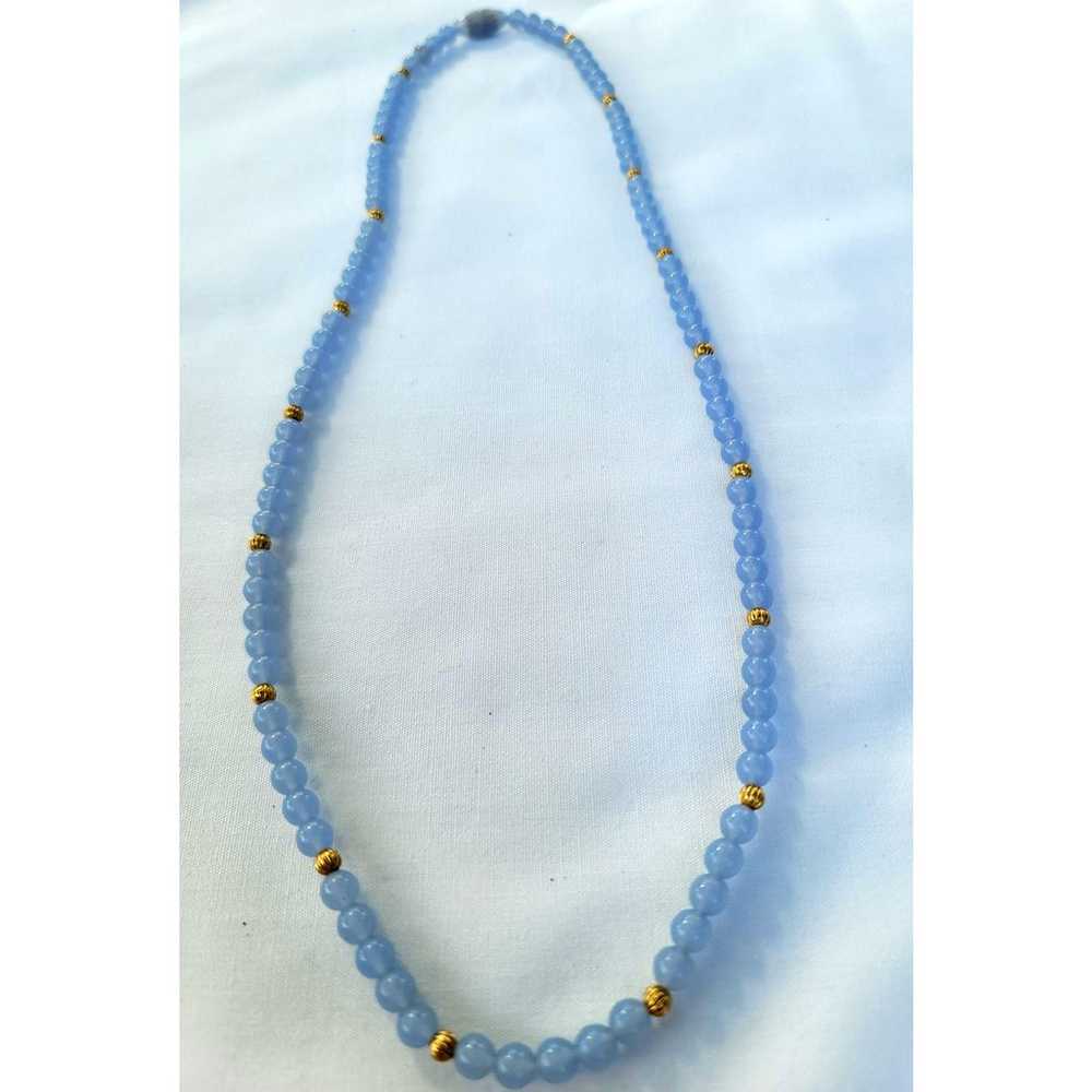 Avon Quartz Bead Necklace Beautiful Blue Textured… - image 1