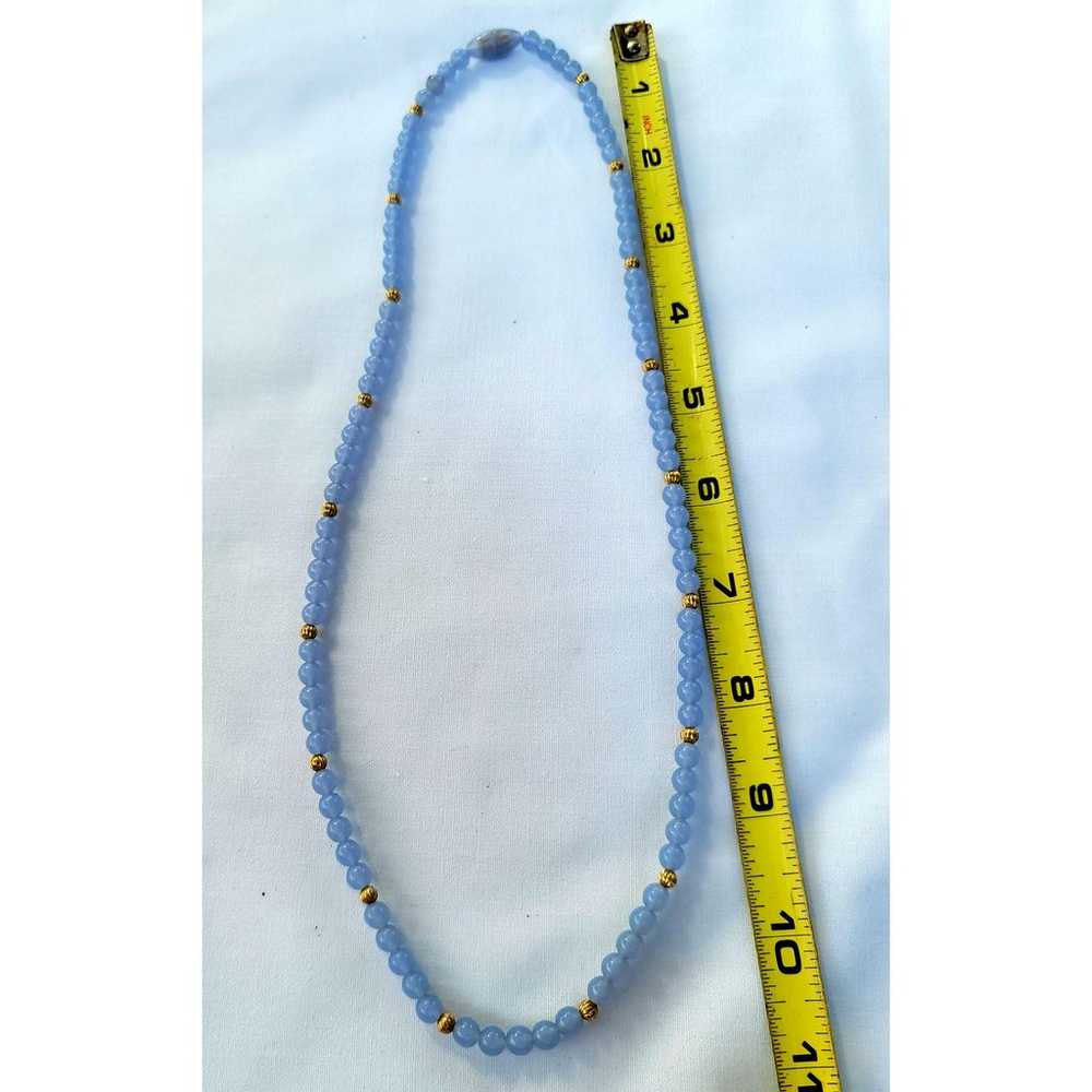 Avon Quartz Bead Necklace Beautiful Blue Textured… - image 2