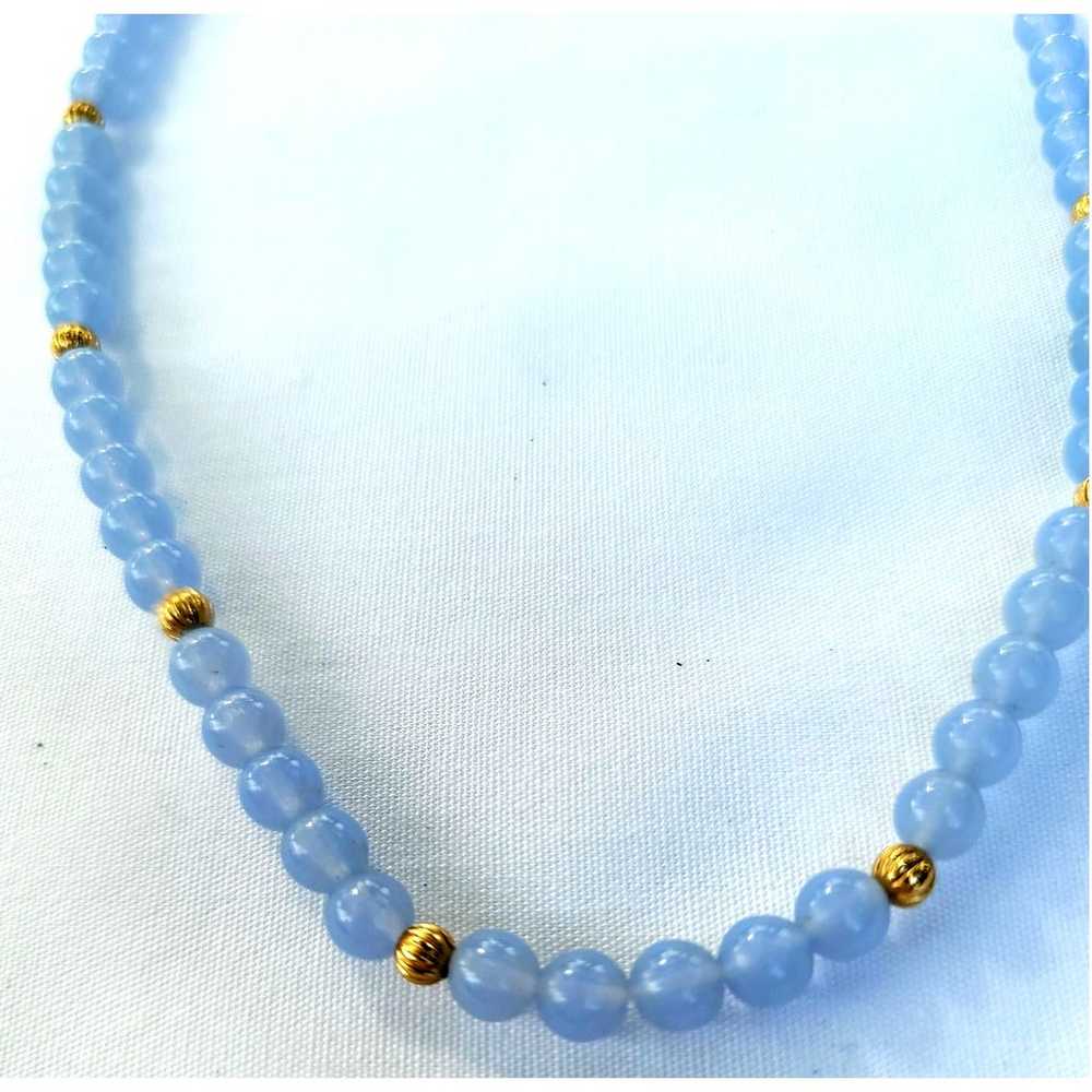 Avon Quartz Bead Necklace Beautiful Blue Textured… - image 3