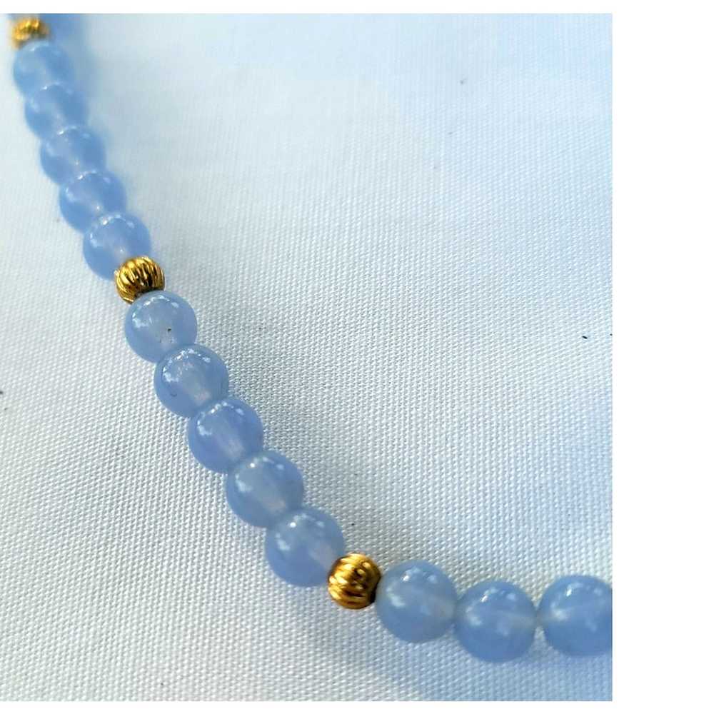 Avon Quartz Bead Necklace Beautiful Blue Textured… - image 4