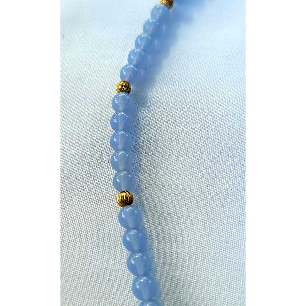 Avon Quartz Bead Necklace Beautiful Blue Textured… - image 5