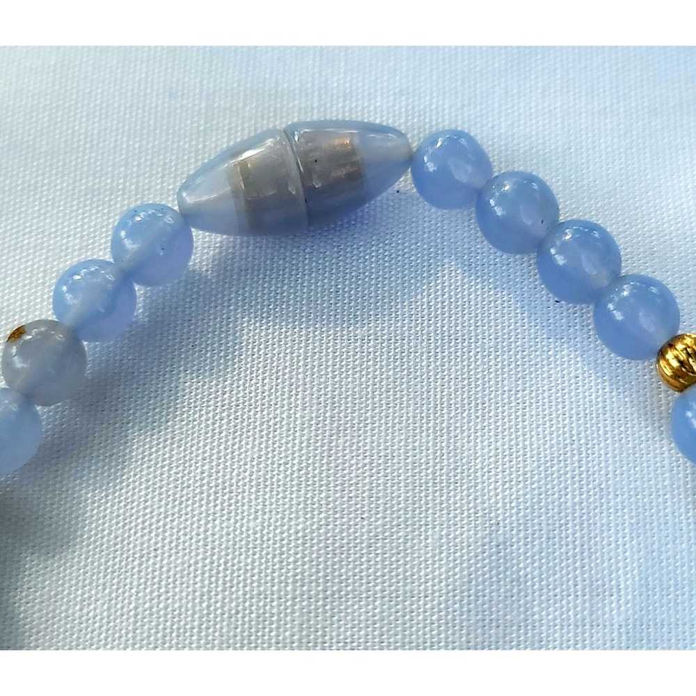 Avon Quartz Bead Necklace Beautiful Blue Textured… - image 7