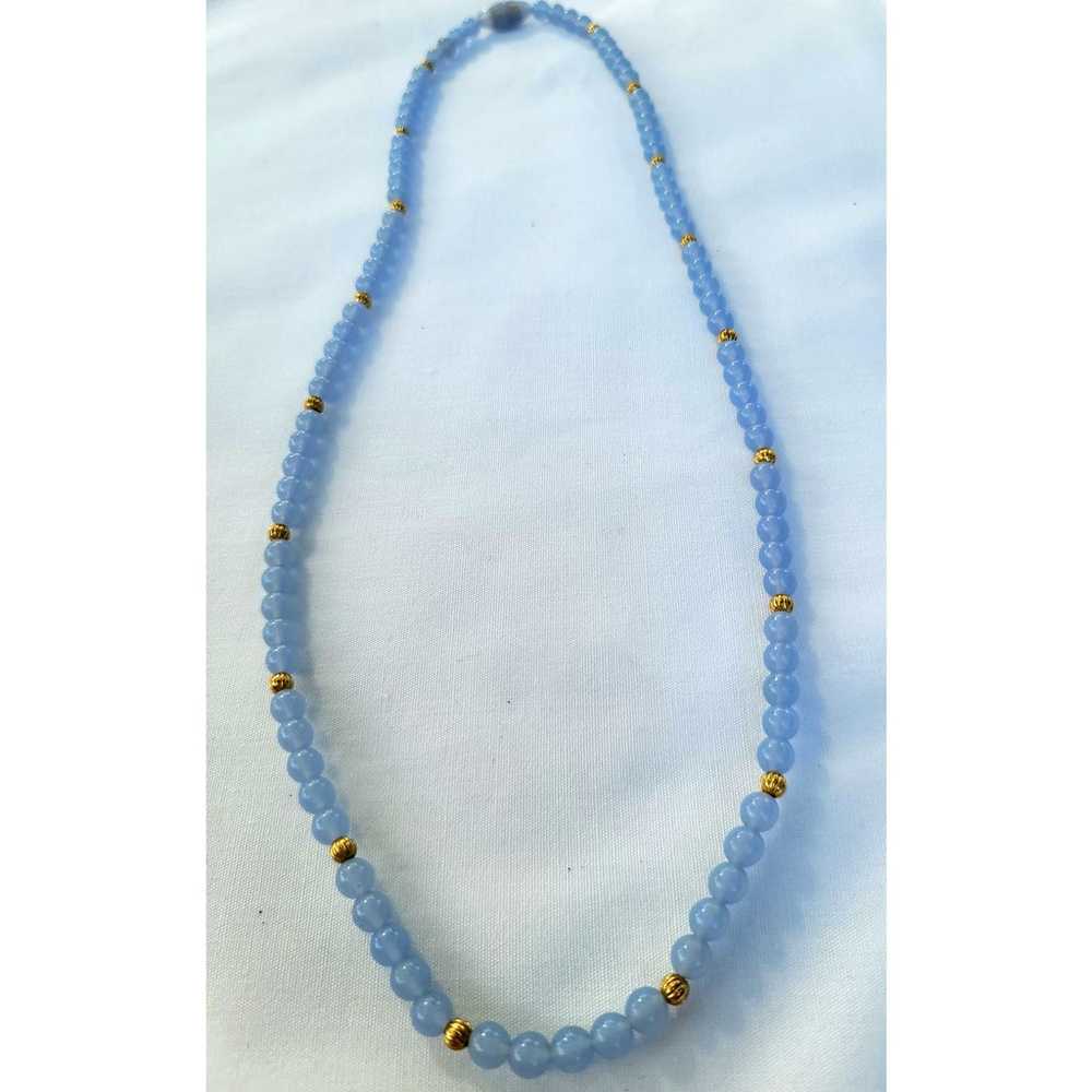 Avon Quartz Bead Necklace Beautiful Blue Textured… - image 8