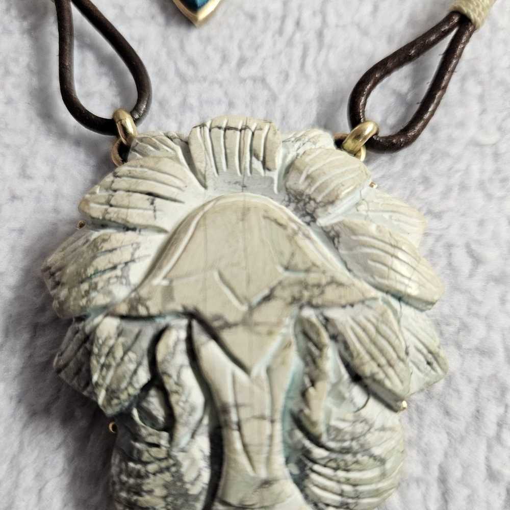 Necklace four strand jadeite lions head pendant l… - image 7