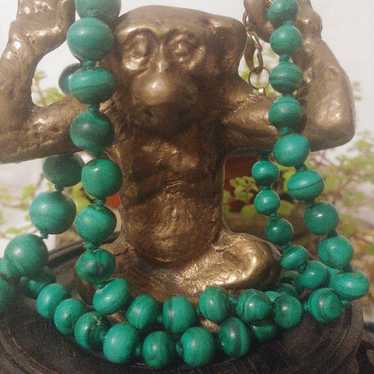 Vtg Malachite Graduated Bead Necklace