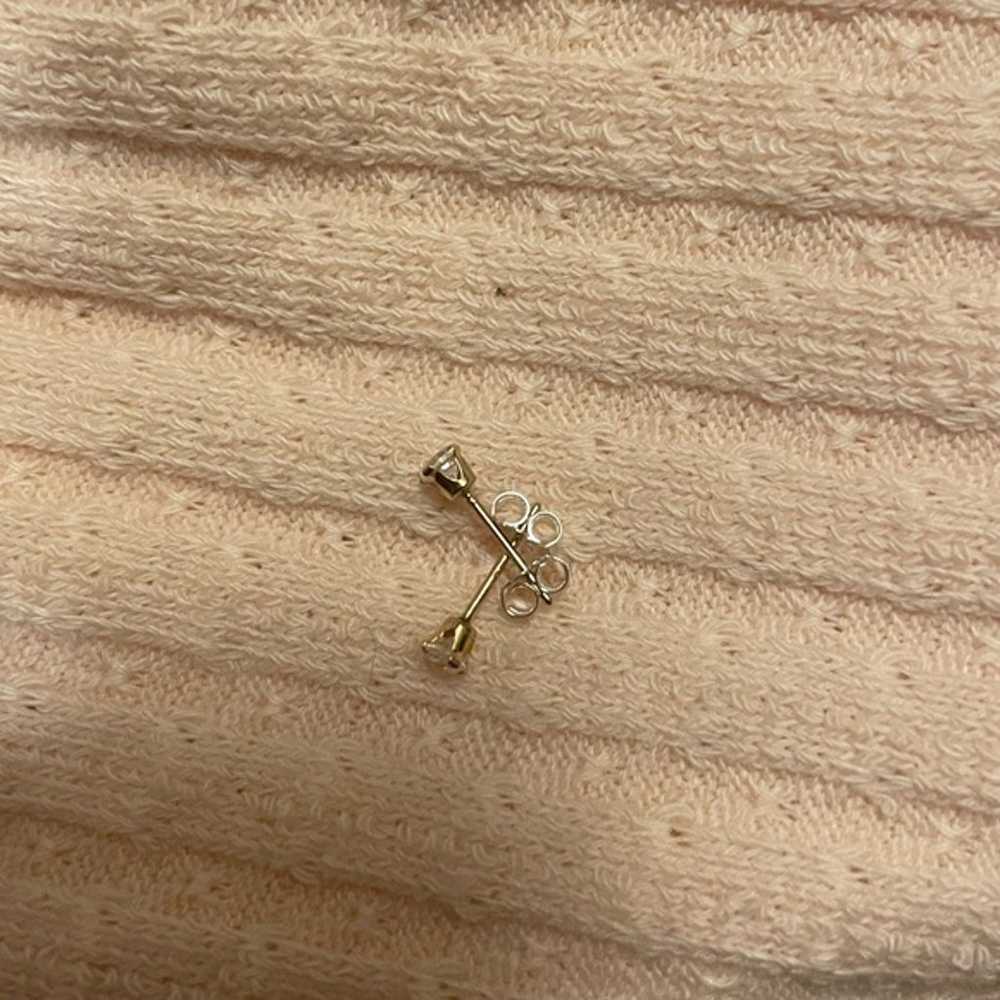 dainty 14k solid gold 3mm solitaire cz stud earri… - image 6