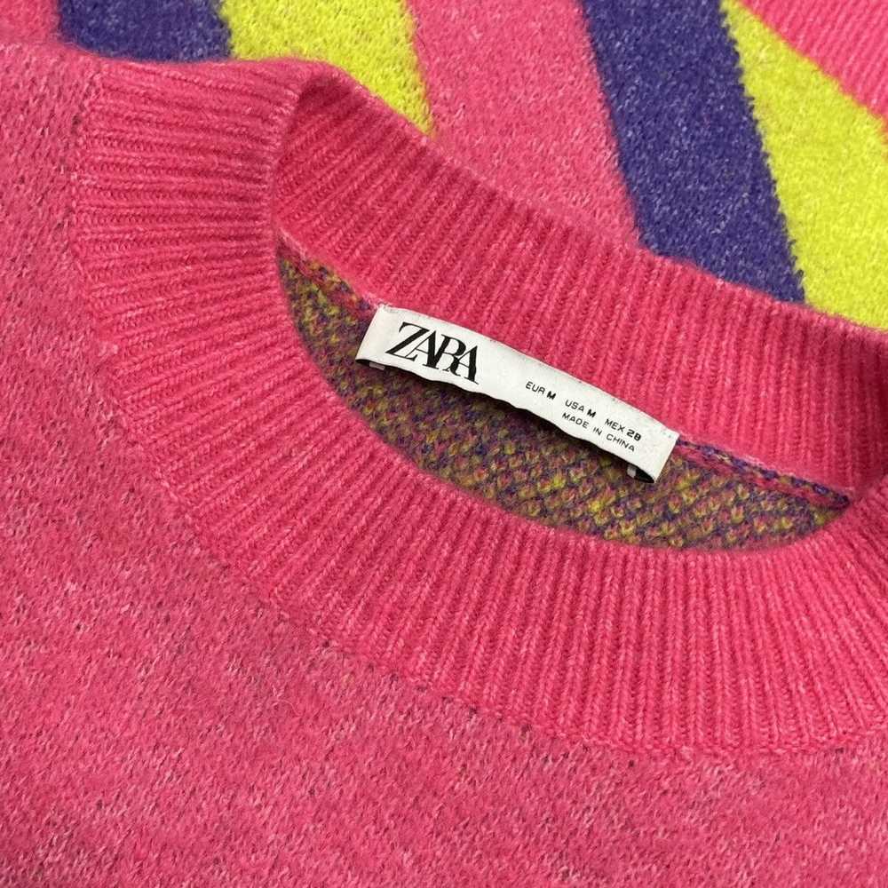 Zara Zara Pink and Green Striped Sweater with Sna… - image 10