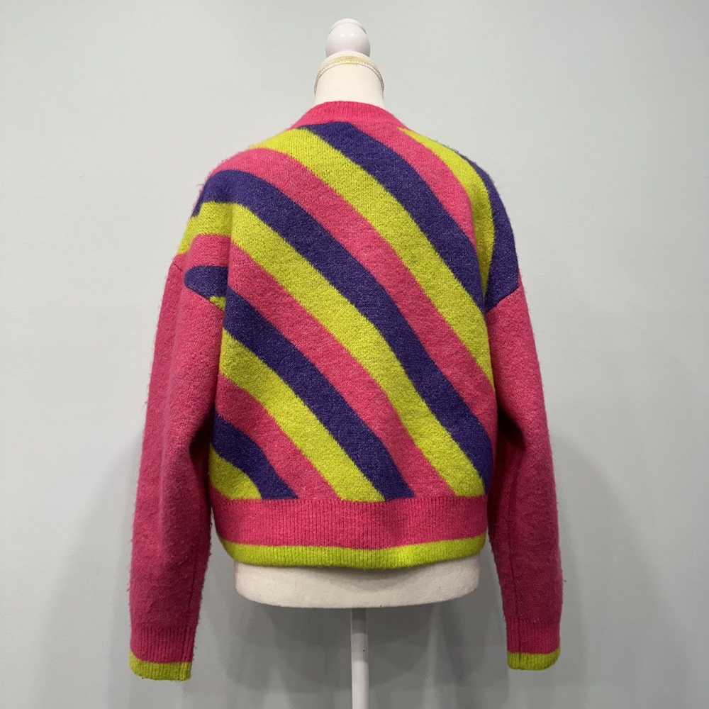 Zara Zara Pink and Green Striped Sweater with Sna… - image 9