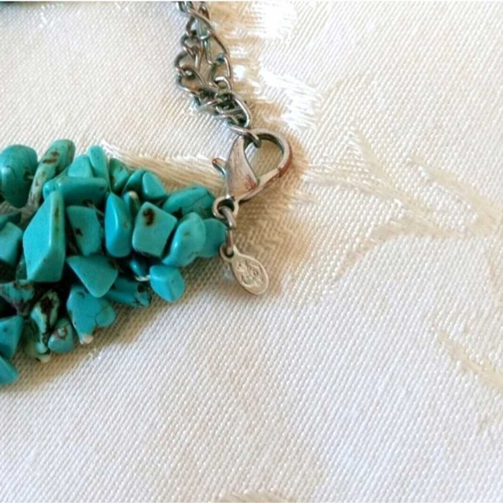 THICK MULTI STRAND TURQUOISE CHIP NECKLACE 18-21"… - image 3