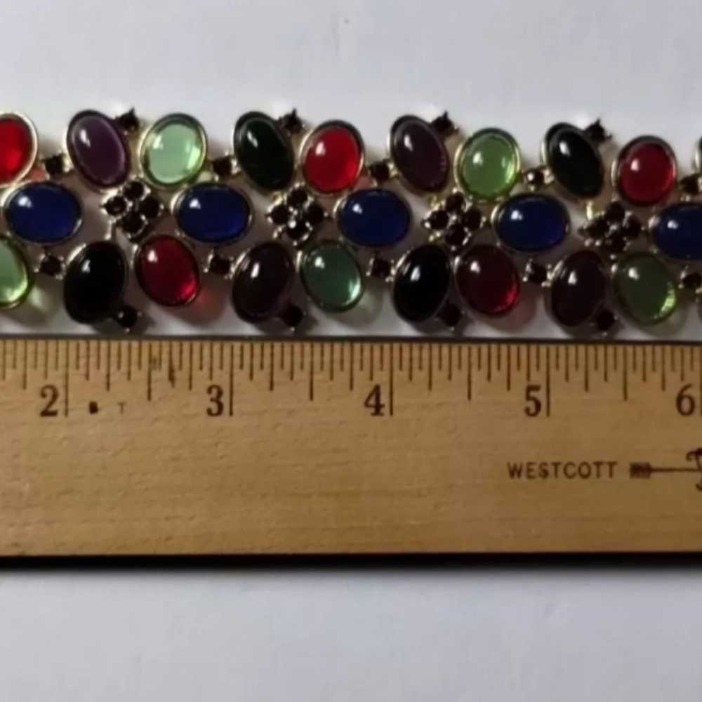 Talbots Multicolor Gem Gripoix Style Bracelet gol… - image 10