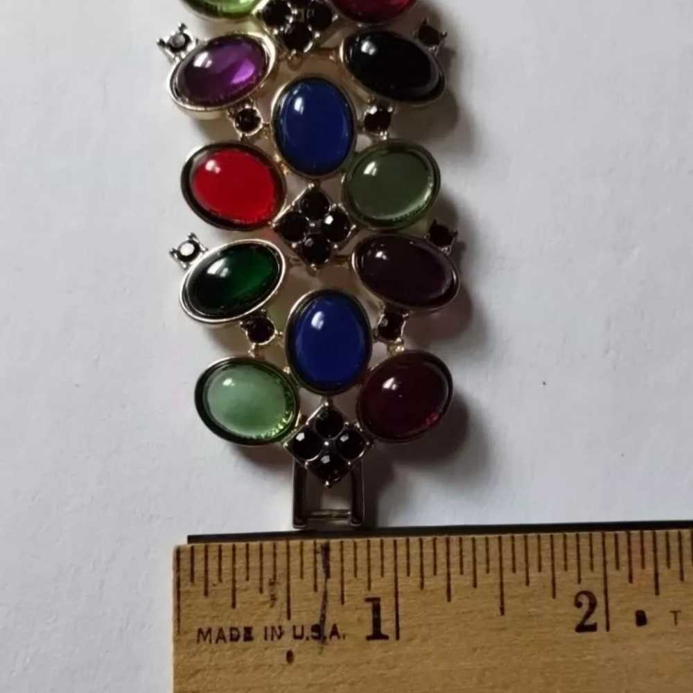 Talbots Multicolor Gem Gripoix Style Bracelet gol… - image 11