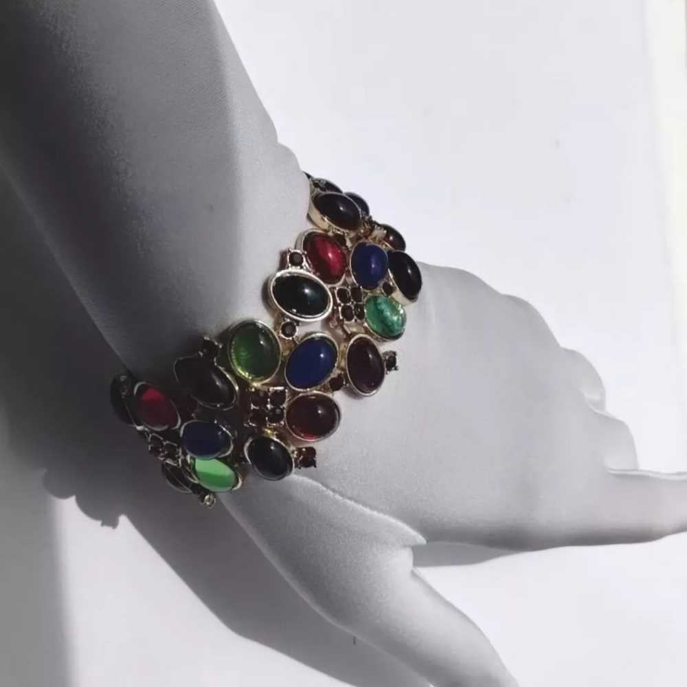 Talbots Multicolor Gem Gripoix Style Bracelet gol… - image 2